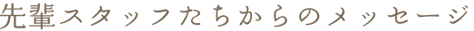先輩スタッフたちからのメッセージ